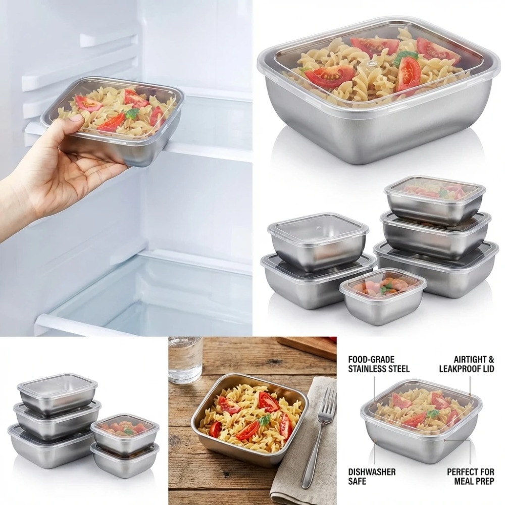 6PCS Stainless Steel Food Stor - Food Storage Meals ulasan dan harga