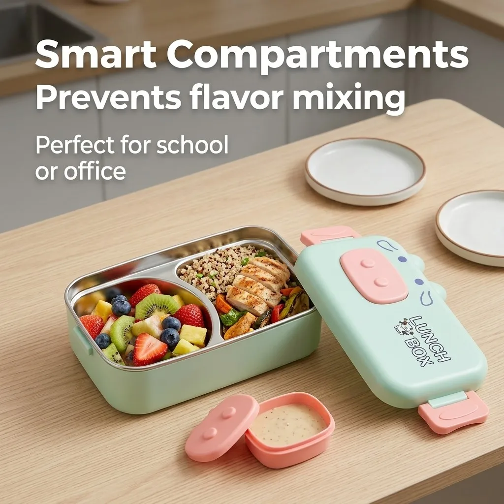 304 Stainless Steel Bento Box  - Food Storage With Dividers ulasan dan harga